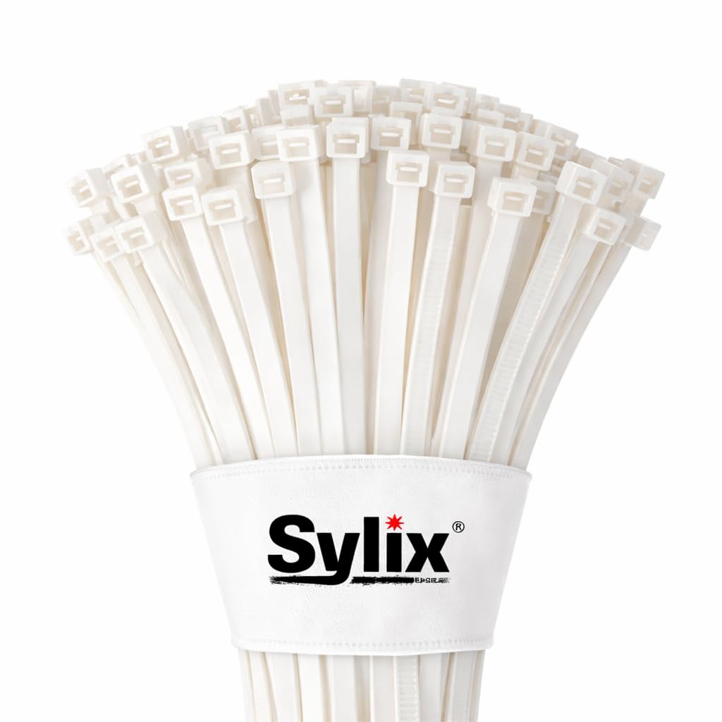 Sylix Nylon Self Locking Cable Ties 400 MM x 4.8 MM, White | T | Teeth